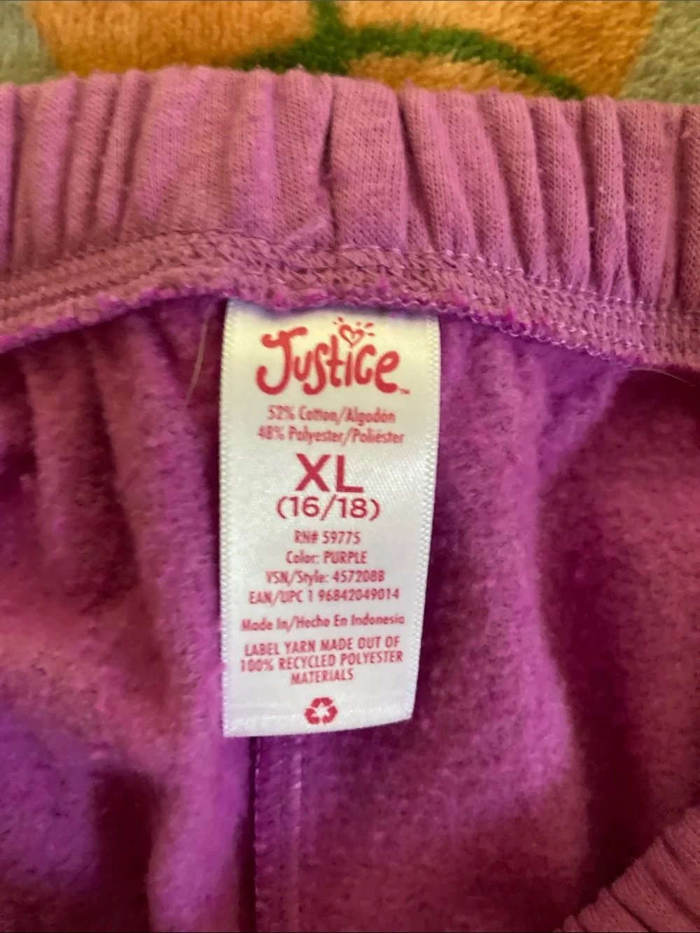 Justice Purple Jogger Pants with Tie-Dye Smiley Graphic size 16